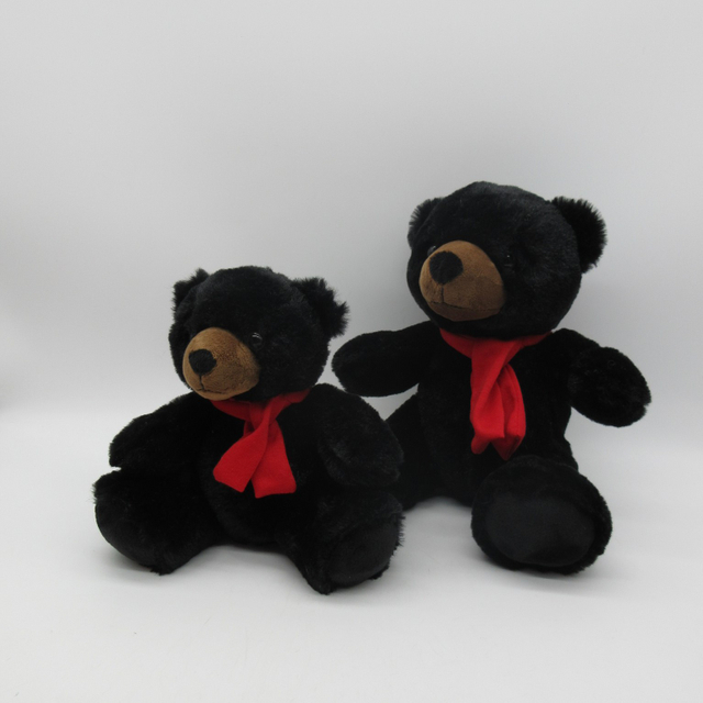 Black Plush Bear with Scarf