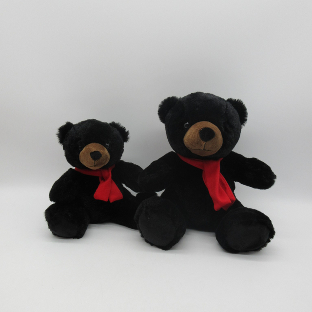 Black Plush Bear with Scarf